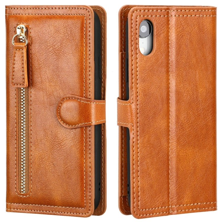 For iPhone XR Retro Style Magnetic Buckle Zipper Horizontal Flip Leather Case with Card Slot & Wallet