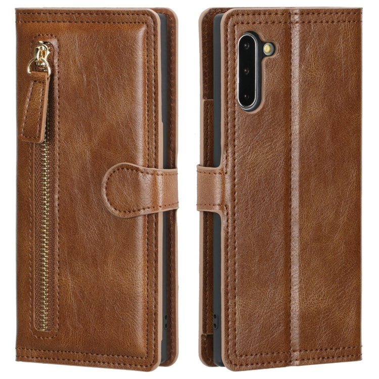 For Galaxy Note 10 Retro Style Magnetic Buckle Zipper Horizontal Flip Leather Case with Card Slot & Wallet