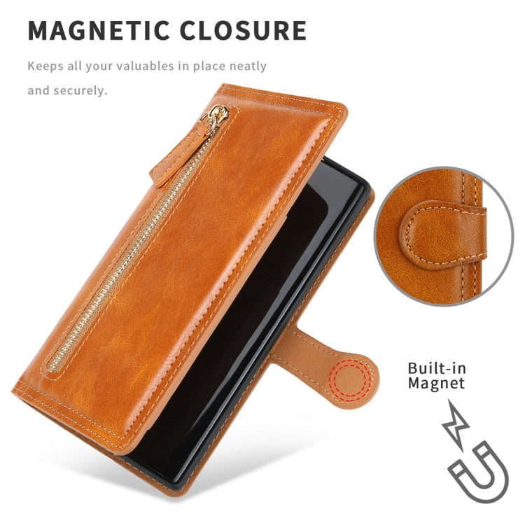 For Galaxy Note 10 Retro Style Magnetic Buckle Zipper Horizontal Flip Leather Case with Card Slot & Wallet