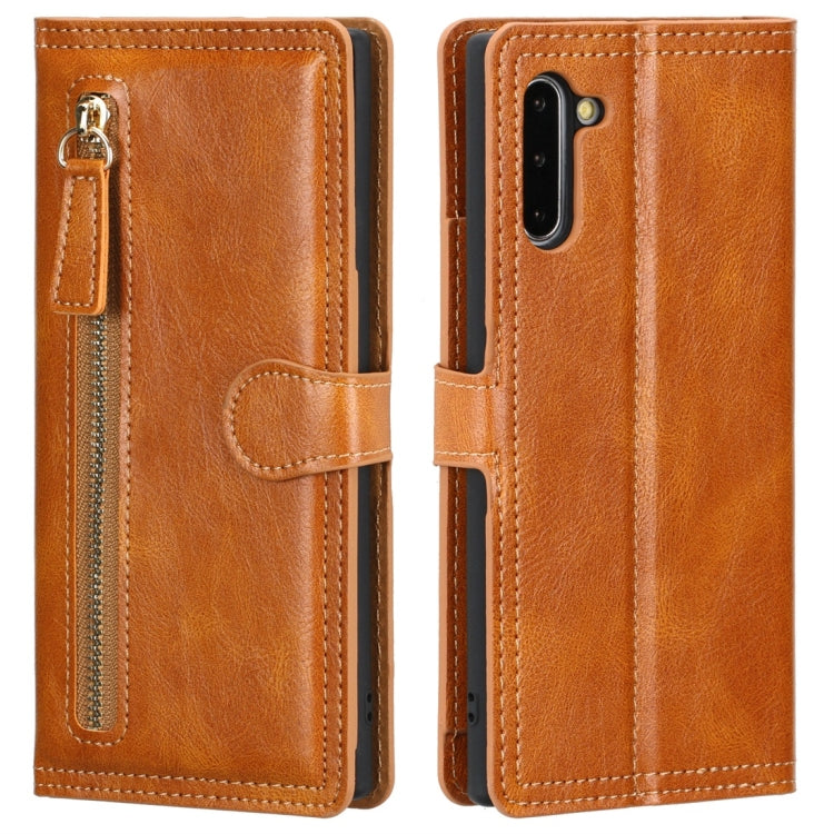 For Galaxy Note 10 Retro Style Magnetic Buckle Zipper Horizontal Flip Leather Case with Card Slot & Wallet