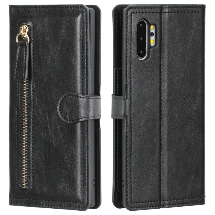For Galaxy Note 10+ Retro Style Magnetic Buckle Zipper Horizontal Flip Leather Case with Card Slot & Wallet