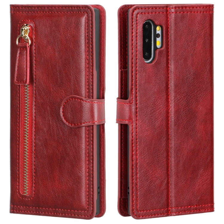 For Galaxy Note 10+ Retro Style Magnetic Buckle Zipper Horizontal Flip Leather Case with Card Slot & Wallet