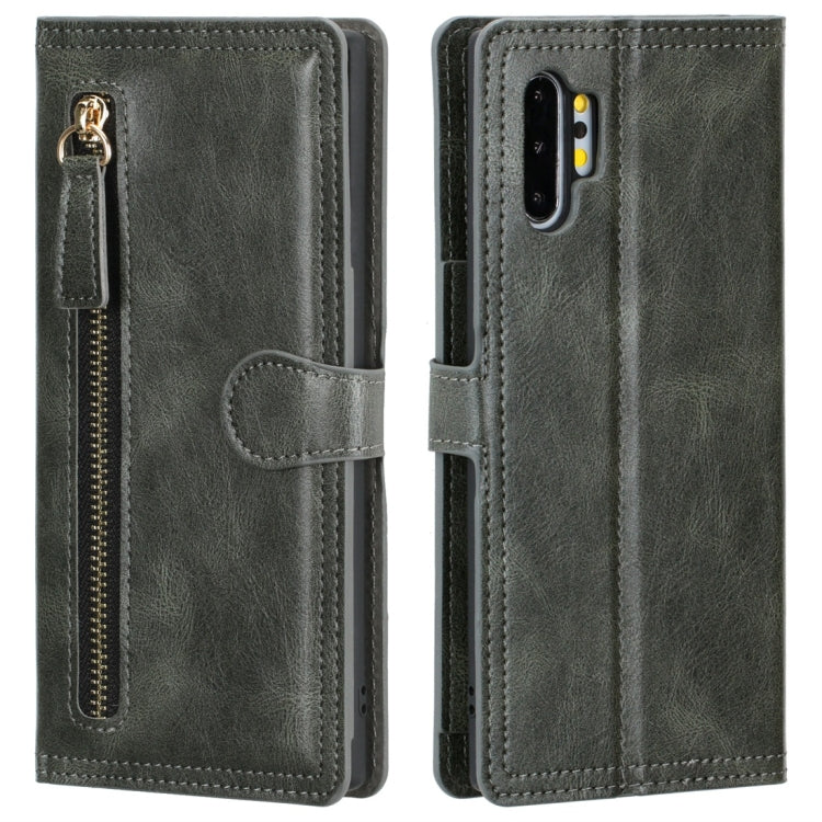 For Galaxy Note 10+ Retro Style Magnetic Buckle Zipper Horizontal Flip Leather Case with Card Slot & Wallet