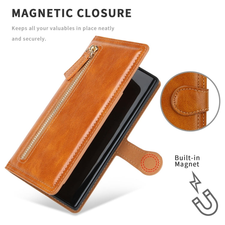 For Galaxy Note 10+ Retro Style Magnetic Buckle Zipper Horizontal Flip Leather Case with Card Slot & Wallet