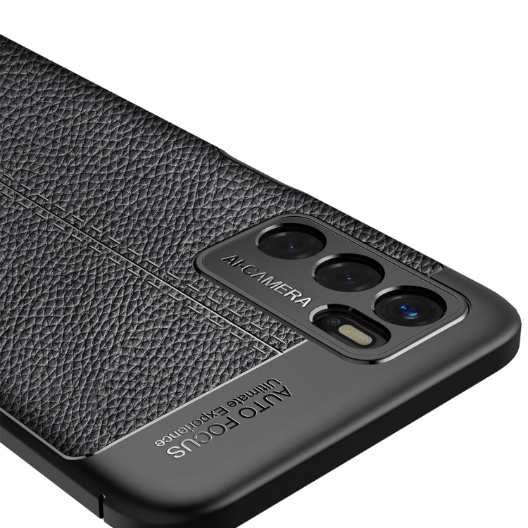 For OPPO A16 Litchi Texture TPU Shockproof Case