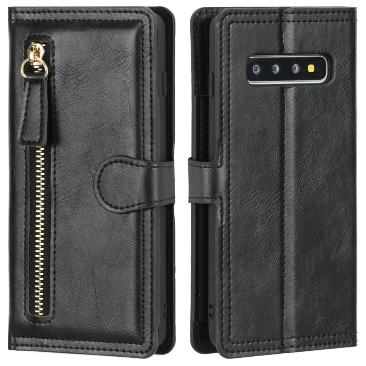 For Galaxy S10 Retro Style Magnetic Buckle Zipper Horizontal Flip Leather Case with Card Slot & Wallet