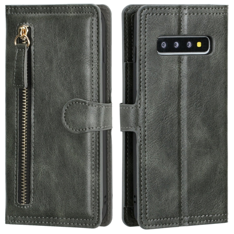 For Galaxy S10 Retro Style Magnetic Buckle Zipper Horizontal Flip Leather Case with Card Slot & Wallet