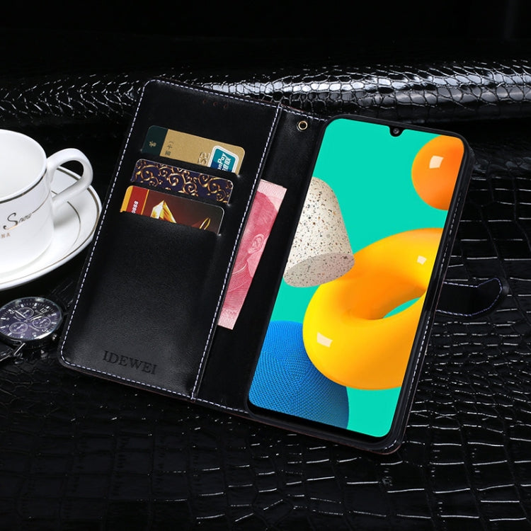 For Samsung Galaxy M32 idewei Crocodile Texture Horizontal Flip Leather Case with Holder & Card Slots & Wallet