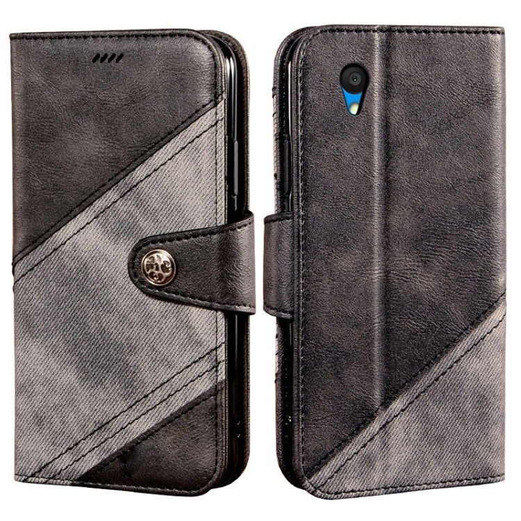 For Alcatel 1 2021 Contrast Color Splicing Retro Texture Horizontal Flip PU Leather Case with Card Slots & Holder & Wallet