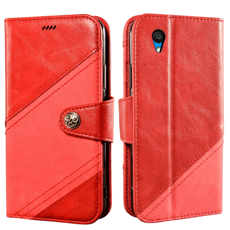 For Alcatel 1 2021 Contrast Color Splicing Retro Texture Horizontal Flip PU Leather Case with Card Slots & Holder & Wallet