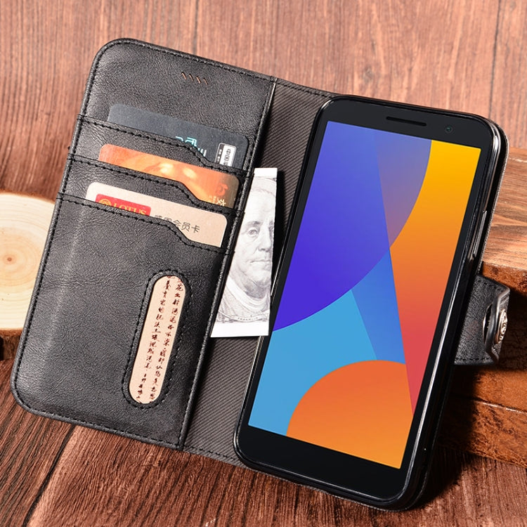 For Alcatel 1 2021 Contrast Color Splicing Retro Texture Horizontal Flip PU Leather Case with Card Slots & Holder & Wallet