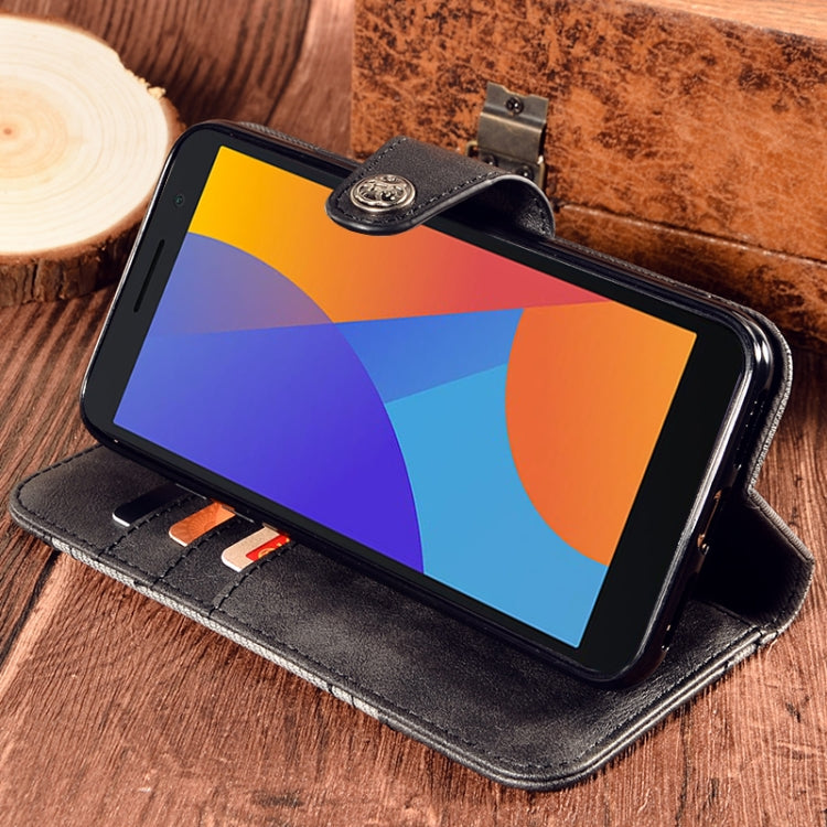 For Alcatel 1 2021 Contrast Color Splicing Retro Texture Horizontal Flip PU Leather Case with Card Slots & Holder & Wallet