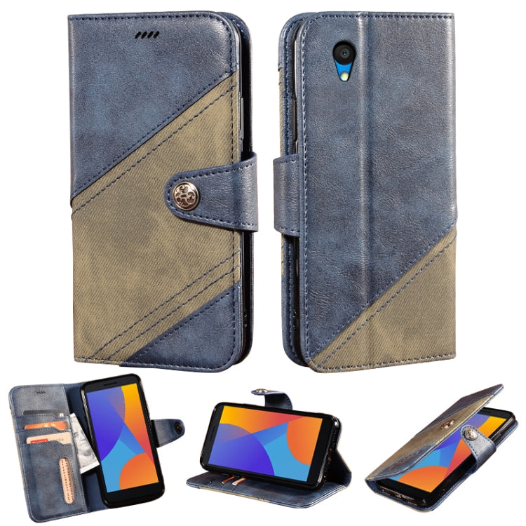 For Alcatel 1 2021 Contrast Color Splicing Retro Texture Horizontal Flip PU Leather Case with Card Slots & Holder & Wallet