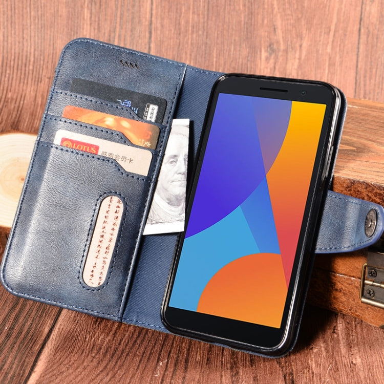For Alcatel 1 2021 Contrast Color Splicing Retro Texture Horizontal Flip PU Leather Case with Card Slots & Holder & Wallet