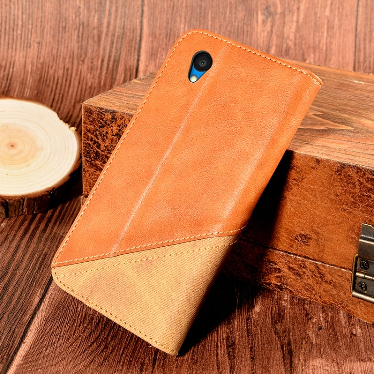 For Alcatel 1 2021 Contrast Color Splicing Retro Texture Horizontal Flip PU Leather Case with Card Slots & Holder & Wallet