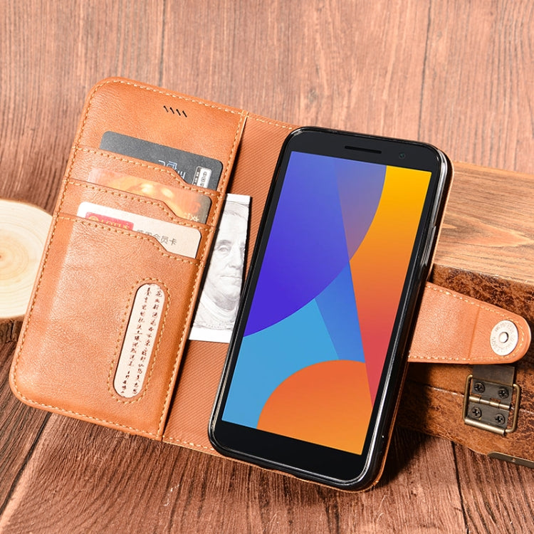 For Alcatel 1 2021 Contrast Color Splicing Retro Texture Horizontal Flip PU Leather Case with Card Slots & Holder & Wallet