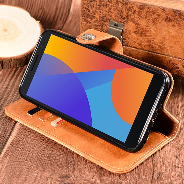 For Alcatel 1 2021 Contrast Color Splicing Retro Texture Horizontal Flip PU Leather Case with Card Slots & Holder & Wallet