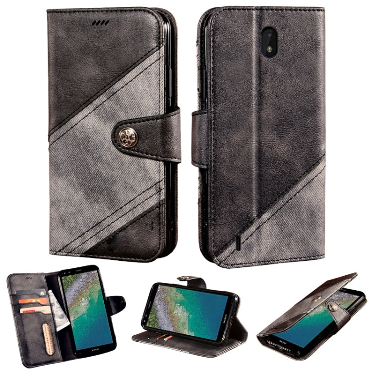 For Nokia C01 Plus Contrast Color Splicing Retro Texture Horizontal Flip PU Leather Case with Card Slots & Holder & Wallet
