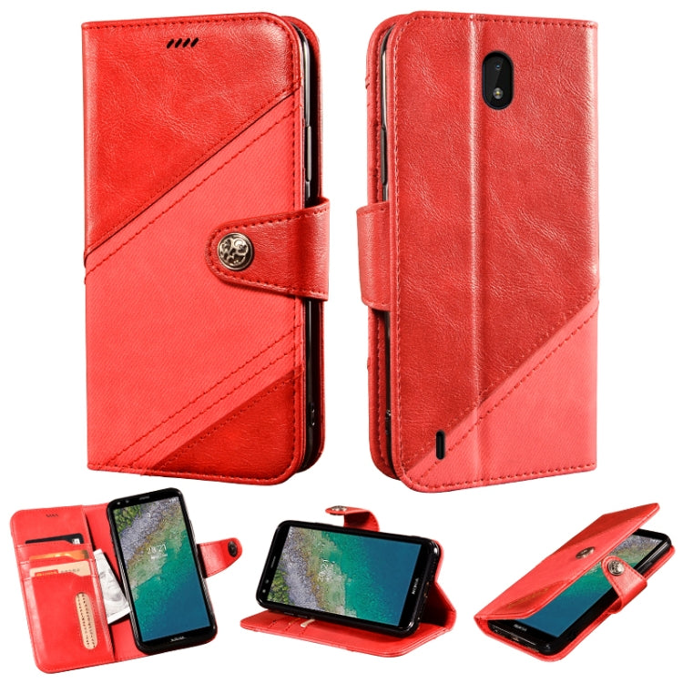 For Nokia C01 Plus Contrast Color Splicing Retro Texture Horizontal Flip PU Leather Case with Card Slots & Holder & Wallet