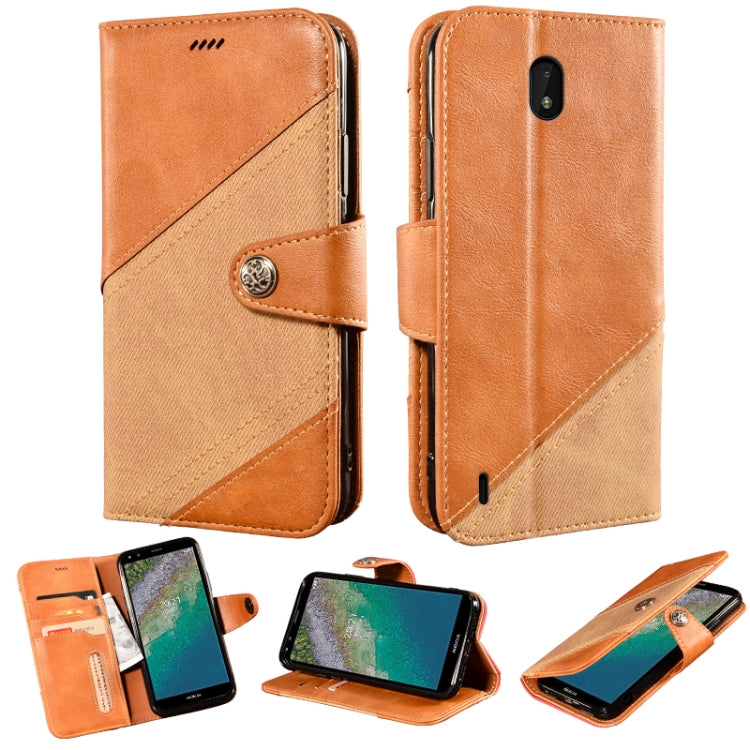 For Nokia C01 Plus Contrast Color Splicing Retro Texture Horizontal Flip PU Leather Case with Card Slots & Holder & Wallet