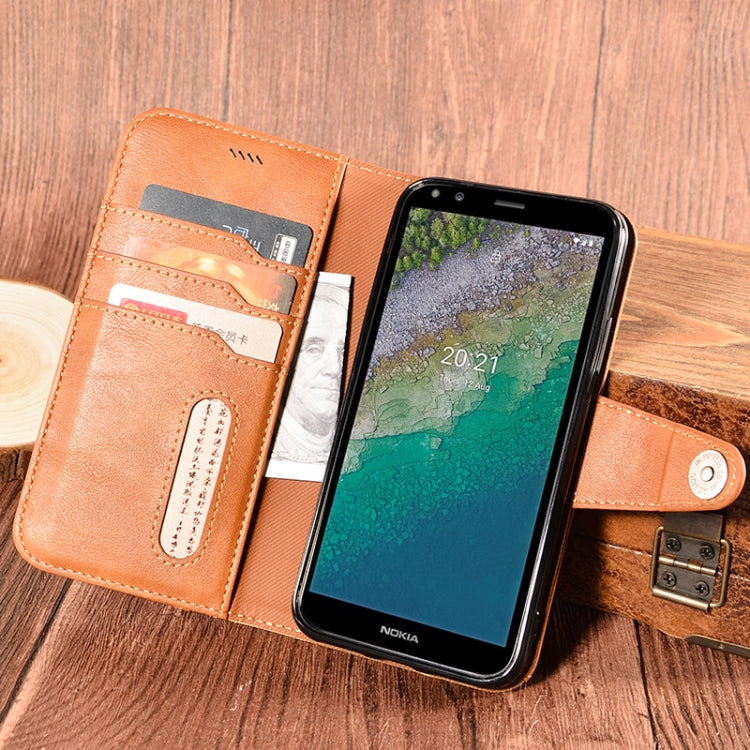 For Nokia C01 Plus Contrast Color Splicing Retro Texture Horizontal Flip PU Leather Case with Card Slots & Holder & Wallet