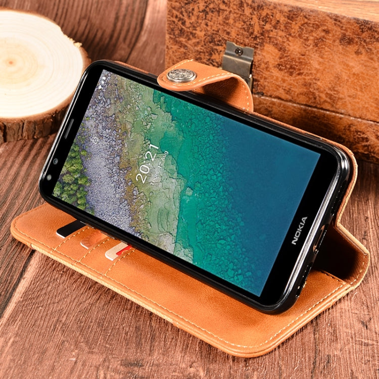 For Nokia C01 Plus Contrast Color Splicing Retro Texture Horizontal Flip PU Leather Case with Card Slots & Holder & Wallet