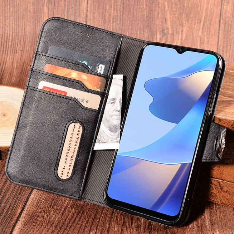 For OPPO A16 Contrast Color Splicing Retro Texture Horizontal Flip PU Leather Case with Card Slots & Holder & Wallet