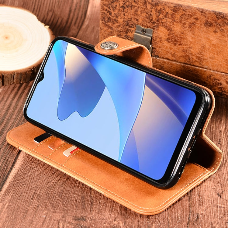 For OPPO A16 Contrast Color Splicing Retro Texture Horizontal Flip PU Leather Case with Card Slots & Holder & Wallet