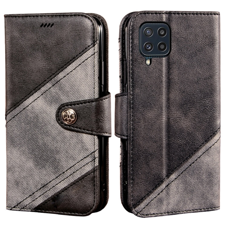 For Samsung Galaxy M32 Contrast Color Splicing Retro Texture Horizontal Flip PU Leather Case with Card Slots & Holder & Wallet