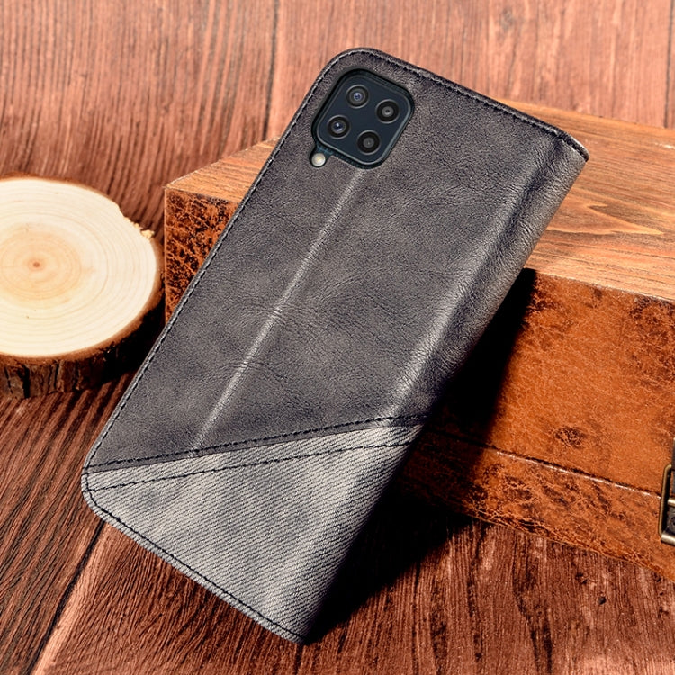 For Samsung Galaxy M32 Contrast Color Splicing Retro Texture Horizontal Flip PU Leather Case with Card Slots & Holder & Wallet
