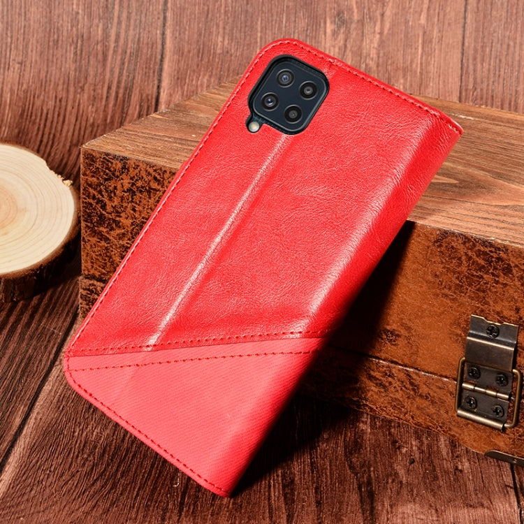 For Samsung Galaxy M32 Contrast Color Splicing Retro Texture Horizontal Flip PU Leather Case with Card Slots & Holder & Wallet