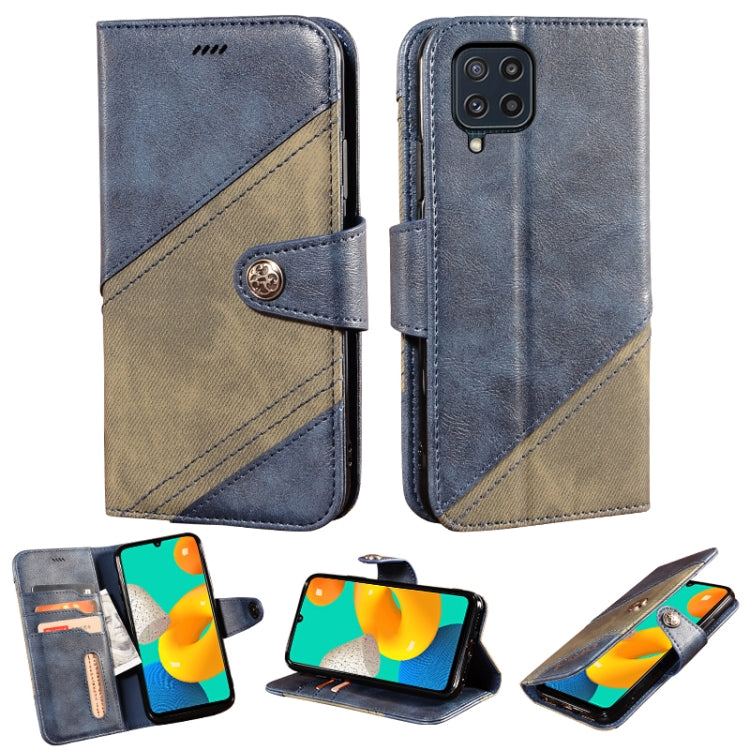 For Samsung Galaxy M32 Contrast Color Splicing Retro Texture Horizontal Flip PU Leather Case with Card Slots & Holder & Wallet