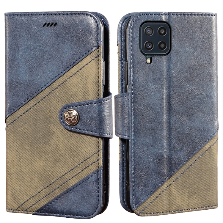 For Samsung Galaxy M32 Contrast Color Splicing Retro Texture Horizontal Flip PU Leather Case with Card Slots & Holder & Wallet