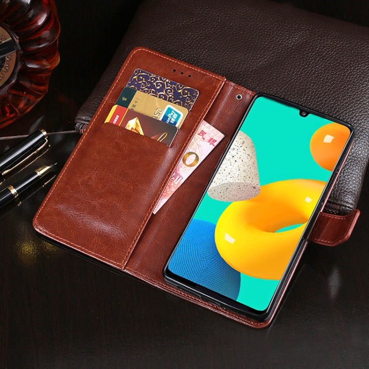 For Samsung Galaxy M32 idewei Crazy Horse Texture Horizontal Flip Leather Case with Holder & Card Slots & Wallet