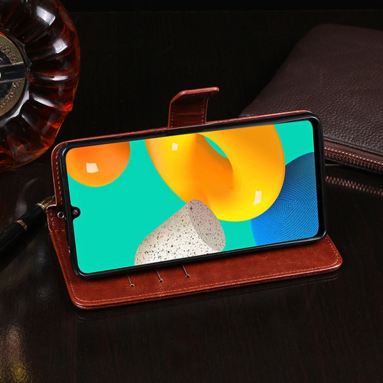For Samsung Galaxy M32 idewei Crazy Horse Texture Horizontal Flip Leather Case with Holder & Card Slots & Wallet
