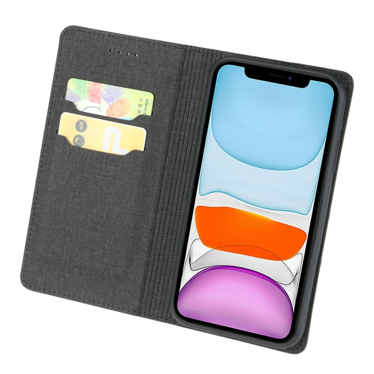 For iPhone 11 Cloth Texture Magnetic Horizontal Flip Leather Case with Holder & Card Slot