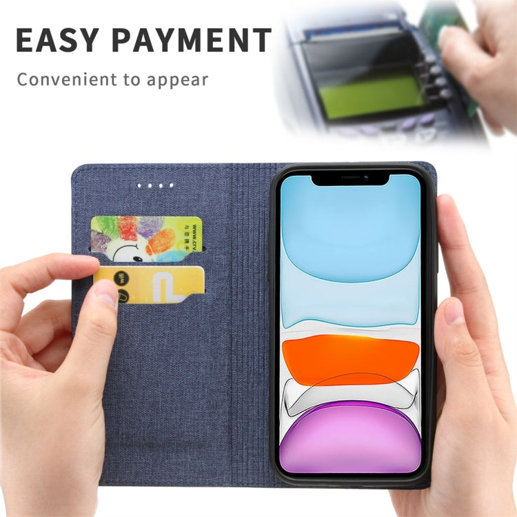 For iPhone 11 Cloth Texture Magnetic Horizontal Flip Leather Case with Holder & Card Slot