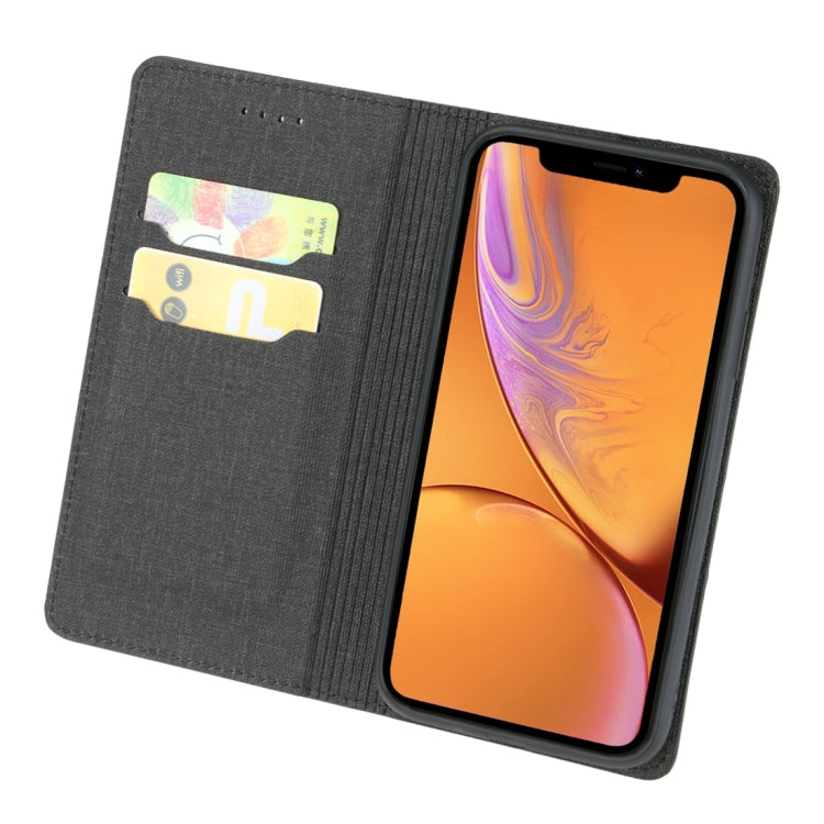 For iPhone XR Cloth Texture Magnetic Horizontal Flip Leather Case with Holder & Card Slot