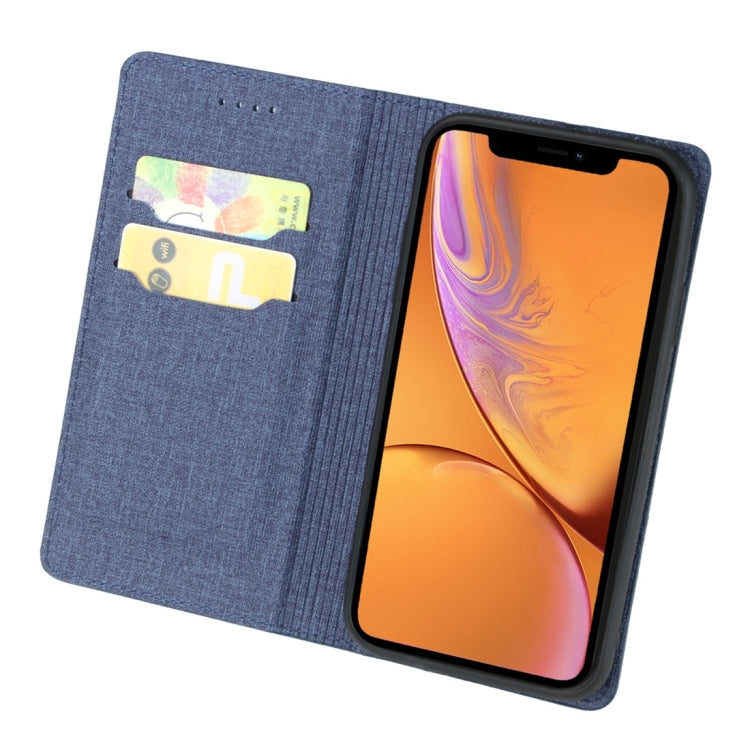 For iPhone XR Cloth Texture Magnetic Horizontal Flip Leather Case with Holder & Card Slot