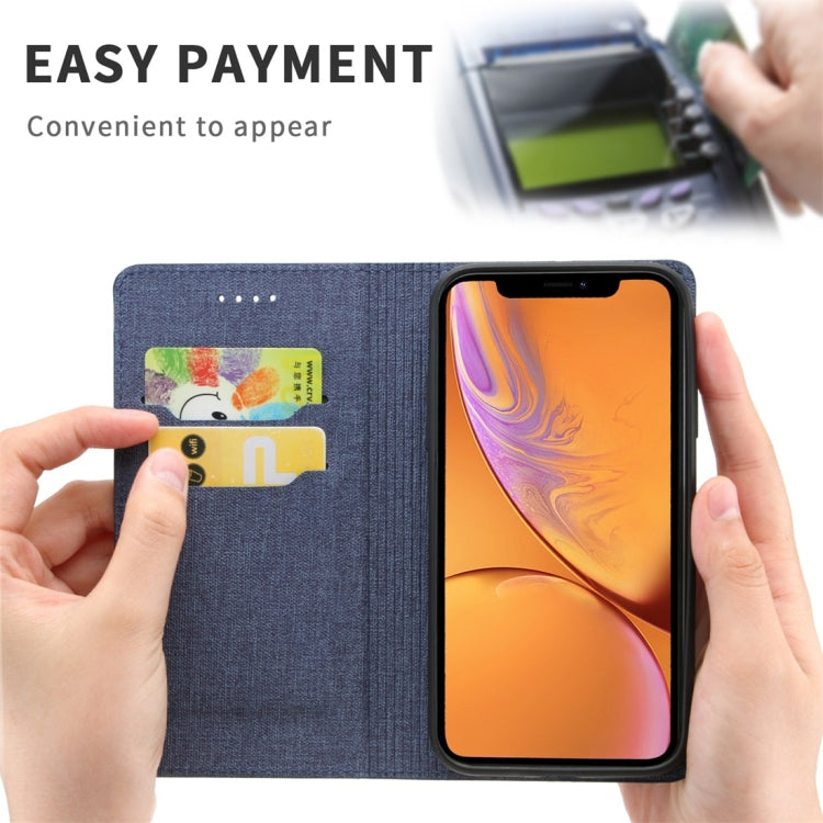 For iPhone XR Cloth Texture Magnetic Horizontal Flip Leather Case with Holder & Card Slot