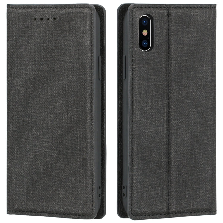 For iPhone XS Max Cloth Texture Magnetic Horizontal Flip Leather Case with Holder & Card Slot