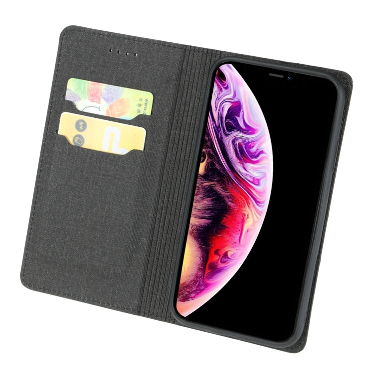 For iPhone XS Max Cloth Texture Magnetic Horizontal Flip Leather Case with Holder & Card Slot