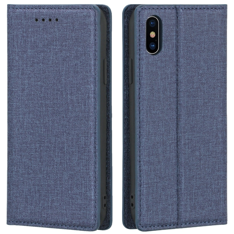 For iPhone XS Max Cloth Texture Magnetic Horizontal Flip Leather Case with Holder & Card Slot