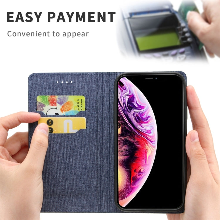 For iPhone XS Max Cloth Texture Magnetic Horizontal Flip Leather Case with Holder & Card Slot