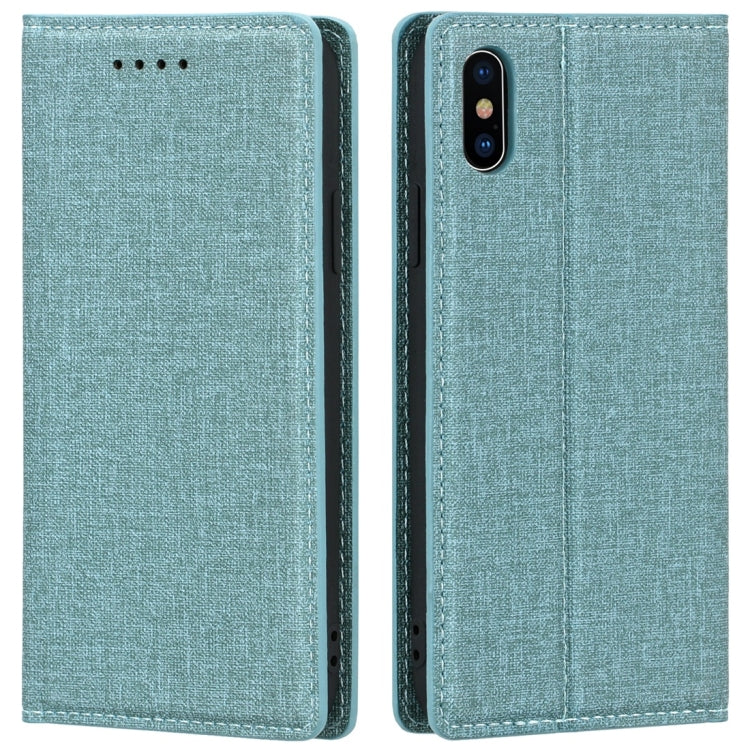 For iPhone XS Max Cloth Texture Magnetic Horizontal Flip Leather Case with Holder & Card Slot