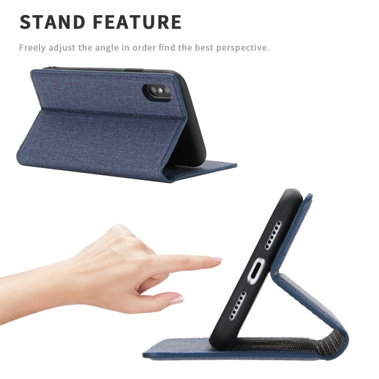 For iPhone XS Max Cloth Texture Magnetic Horizontal Flip Leather Case with Holder & Card Slot