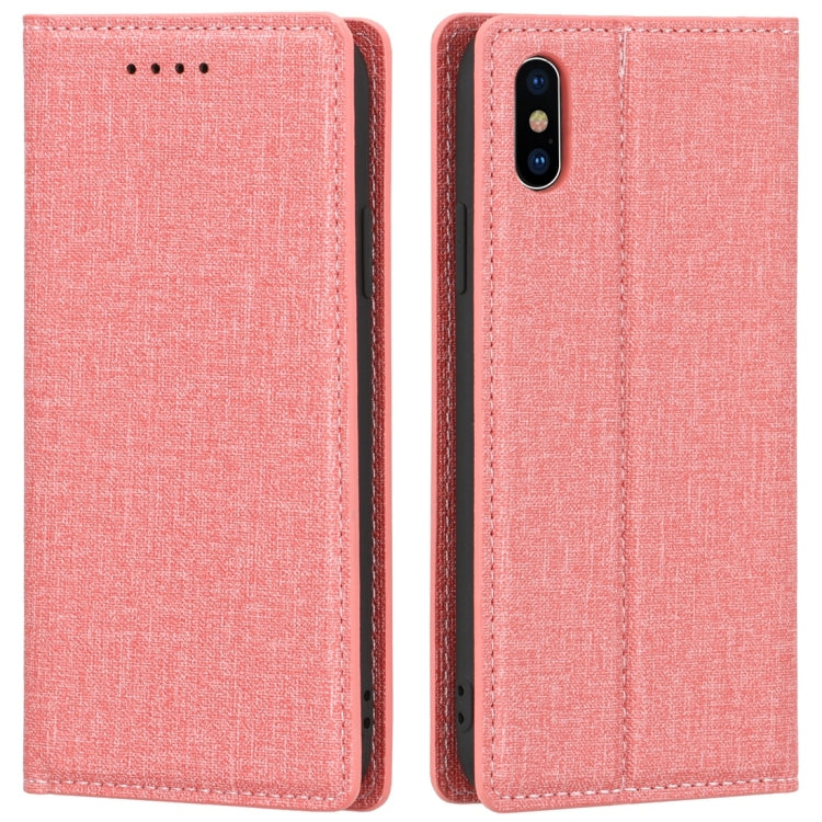 For iPhone XS Max Cloth Texture Magnetic Horizontal Flip Leather Case with Holder & Card Slot