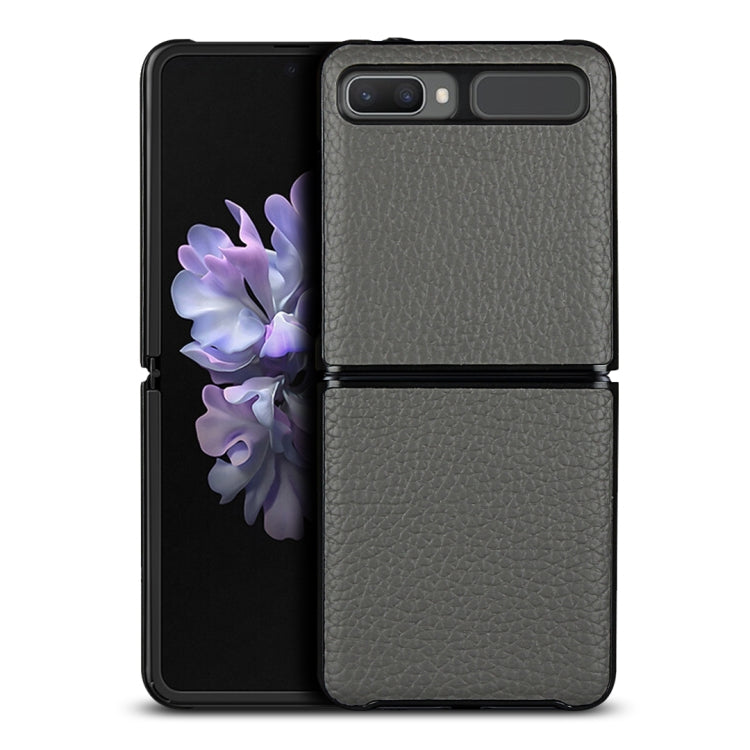 For Samsung Galaxy Z Flip Lychee Texture Leather Folding Protective Case