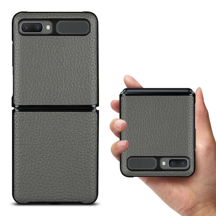 For Samsung Galaxy Z Flip Lychee Texture Leather Folding Protective Case