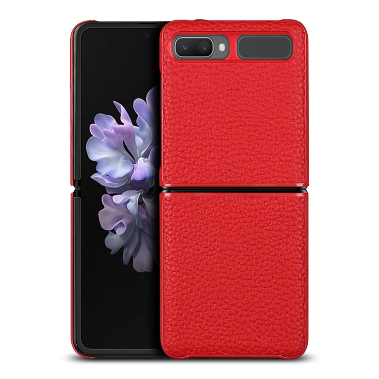 For Samsung Galaxy Z Flip Lychee Texture Leather Folding Protective Case